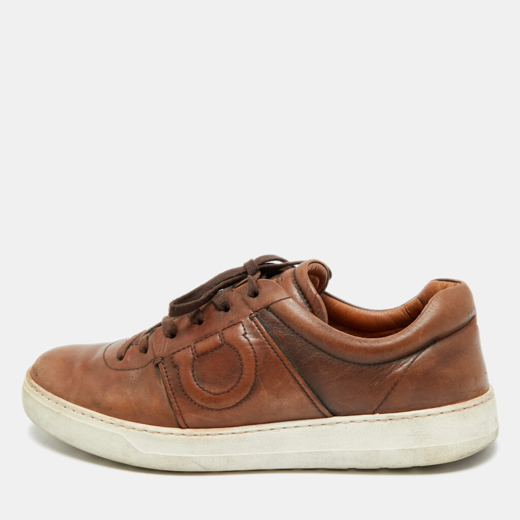 Salvatore Ferragamo Brown Leather Cult 6 Lace Up Sneakers Size 42.5 Salvatore Ferragamo Brown Leather Cult 6 Lace Up Sneakers Size 42.5