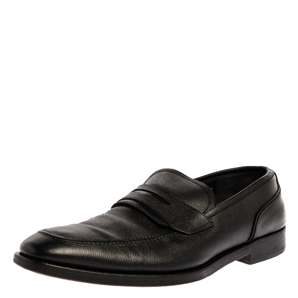 Salvatore Ferragamo Black Textured Leather Penny Loafers Size 44.5 Salvatore Ferragamo Black Textured Leather Penny Loafers Size 44.5