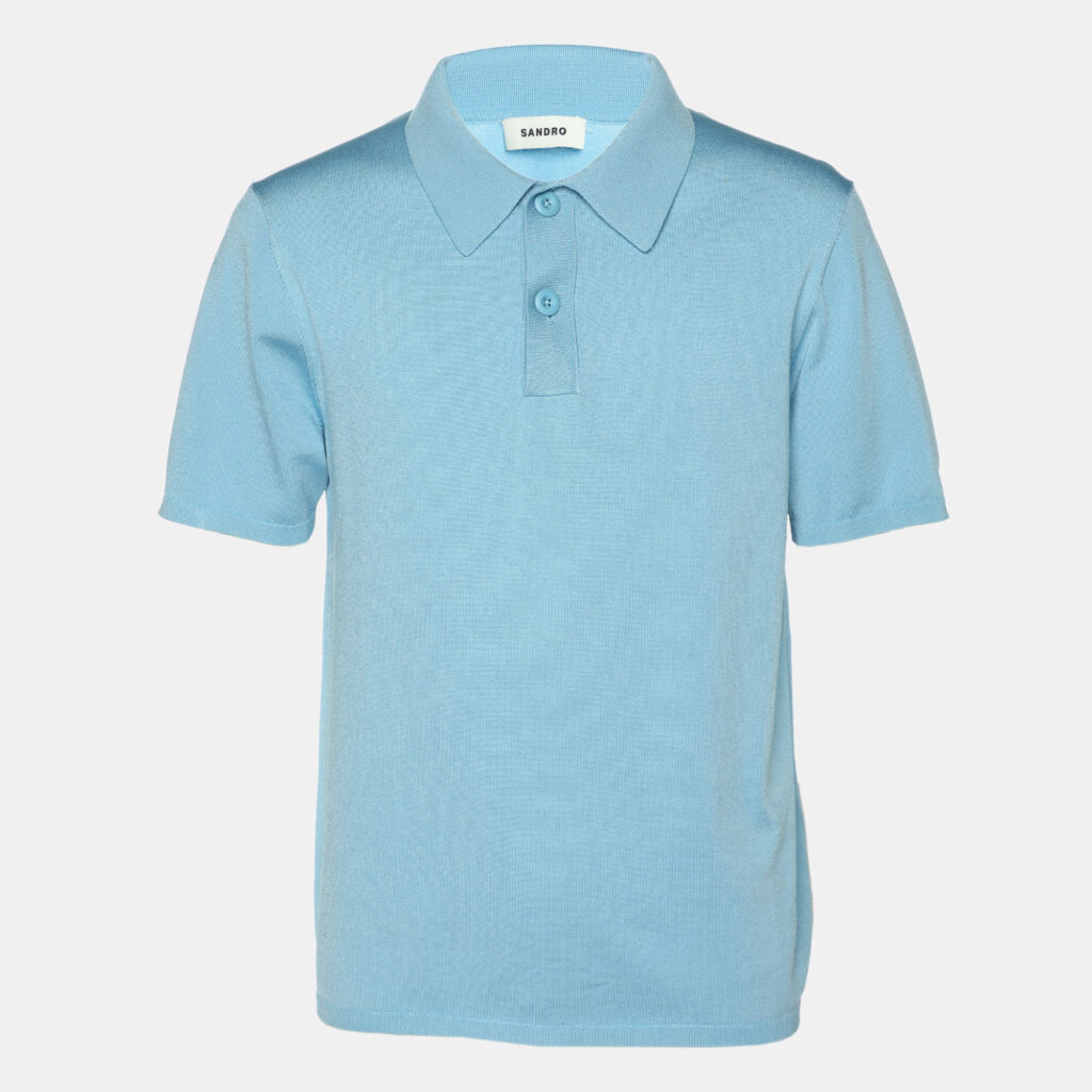 Sandro Blue Stretch Knit Polo T-Shirt M Sandro Blue Stretch Knit Polo T-Shirt M