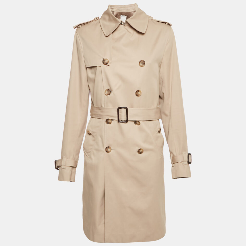 Sandro Beige Cotton Gabardine Trench Coat S