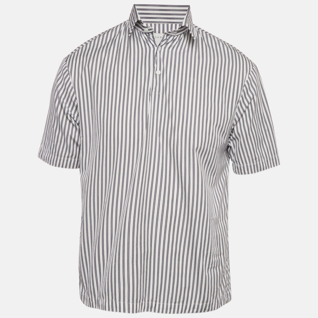Sandro Blue Stripe Cotton Polo Oversized Shirt XS