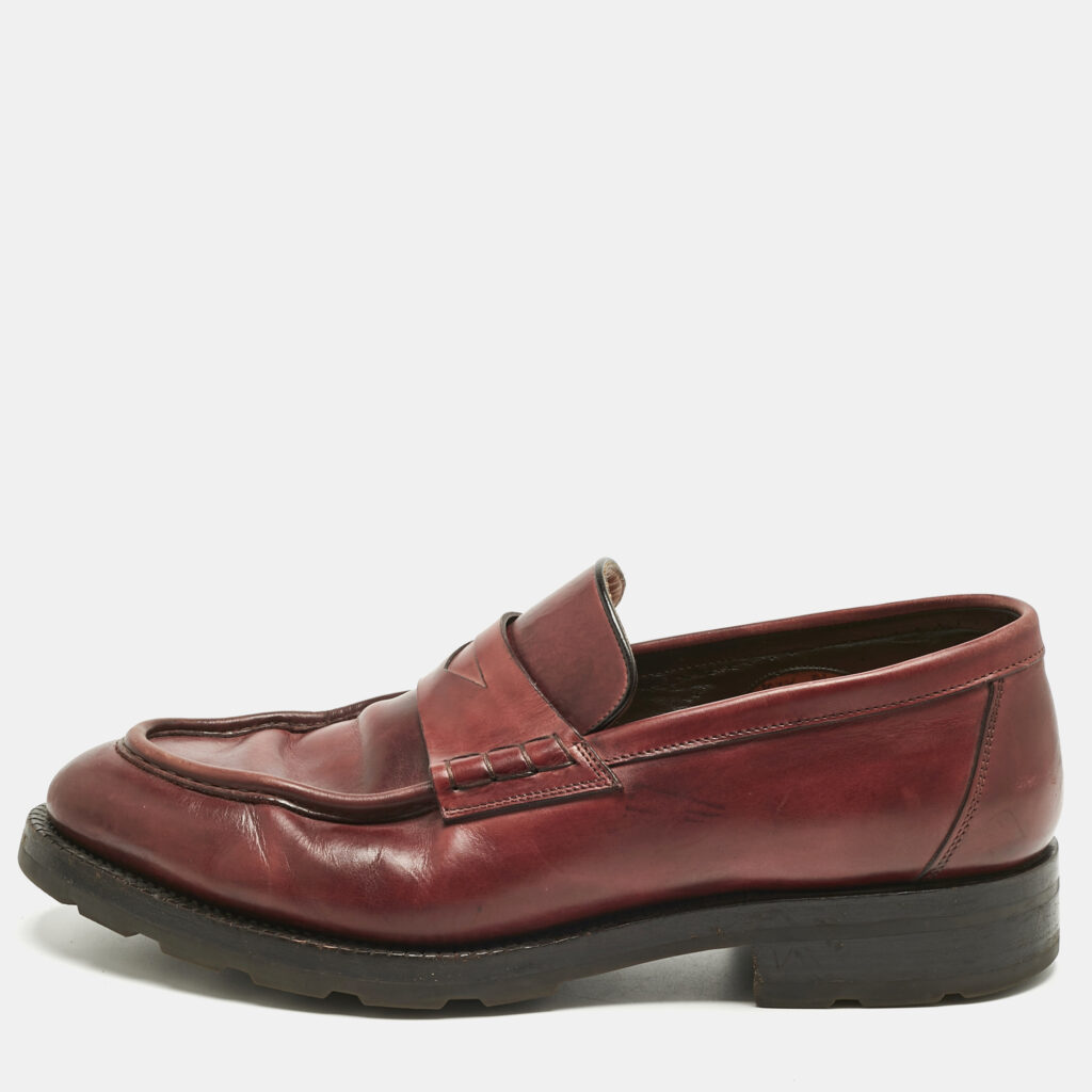 Santoni Burgundy Leather Penny Slip On Loafers Size 44 Santoni Burgundy Leather Penny Slip On Loafers Size 44