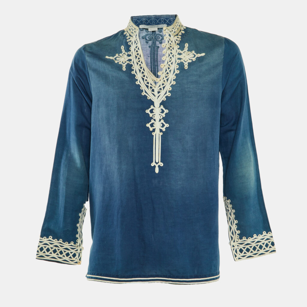 Stella McCartney Blue Embroidered Cotton Tunic Shirt L Stella McCartney Blue Embroidered Cotton Tunic Shirt L