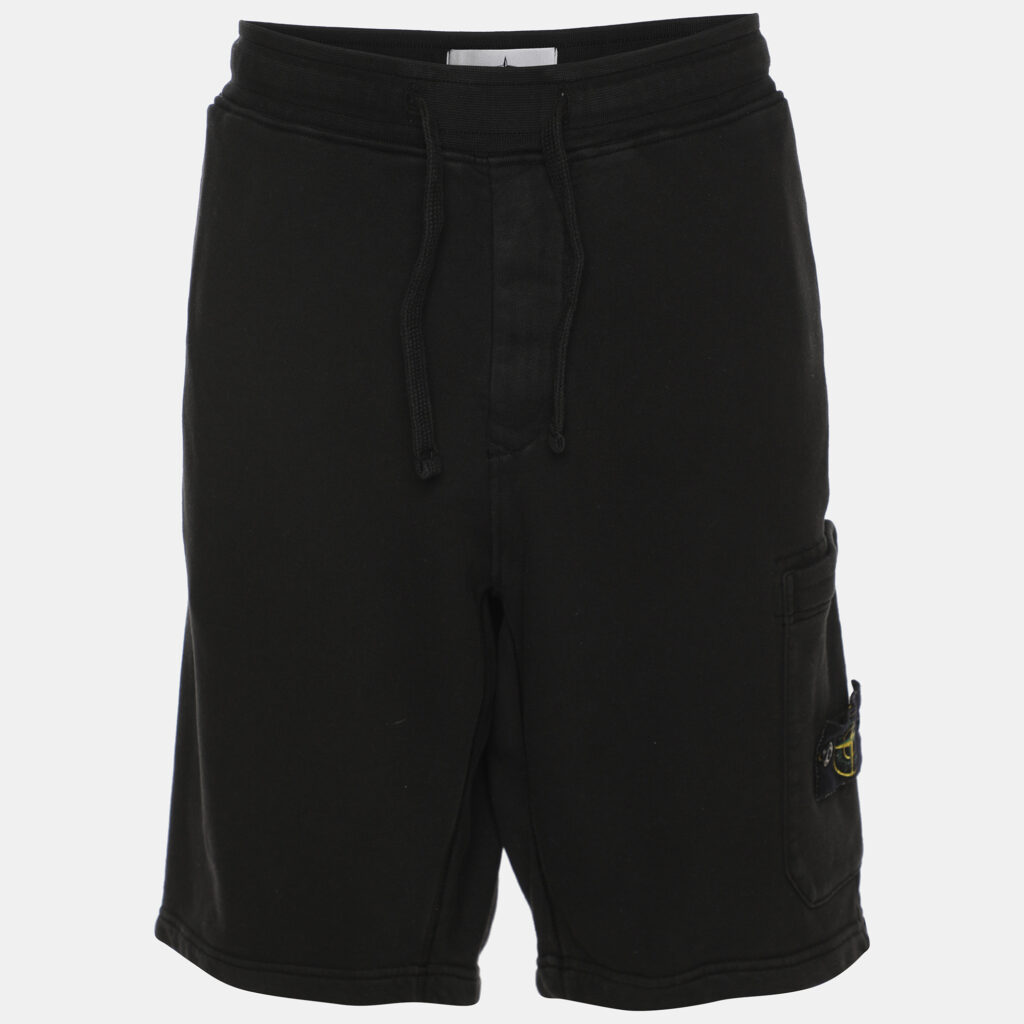 luxury-men-stone-island-used-clothes-p1224326-002-1.jpg Stone Island Black Jersey Logo Patch Short XL