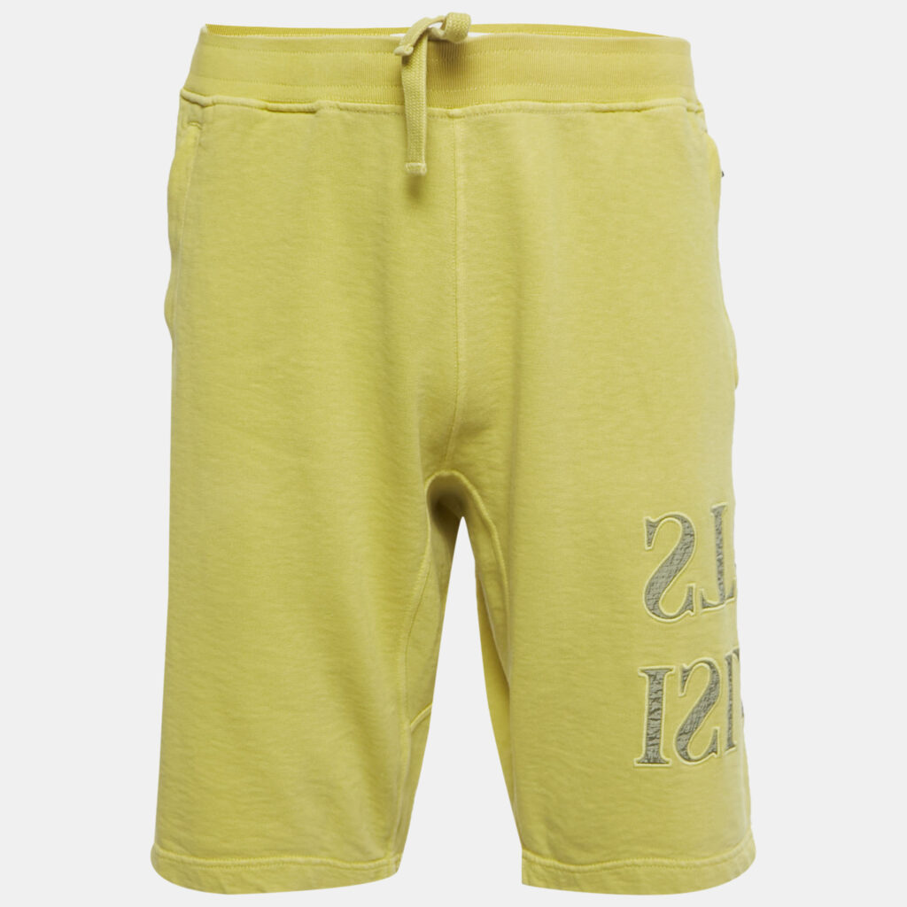 Stone Island Yellow Embroidered Cotton Drawstring Shorts XL Stone Island Yellow Embroidered Cotton Drawstring Shorts XL