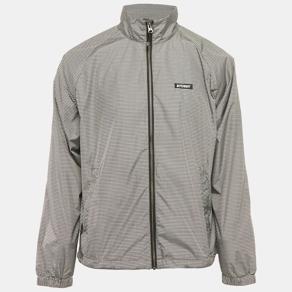 luxury-men-stussy-new-clothes-p1170356-005-1.jpg Stussy Black Houndstooth Synthetic Windbreaker Zip-Up Jacket M