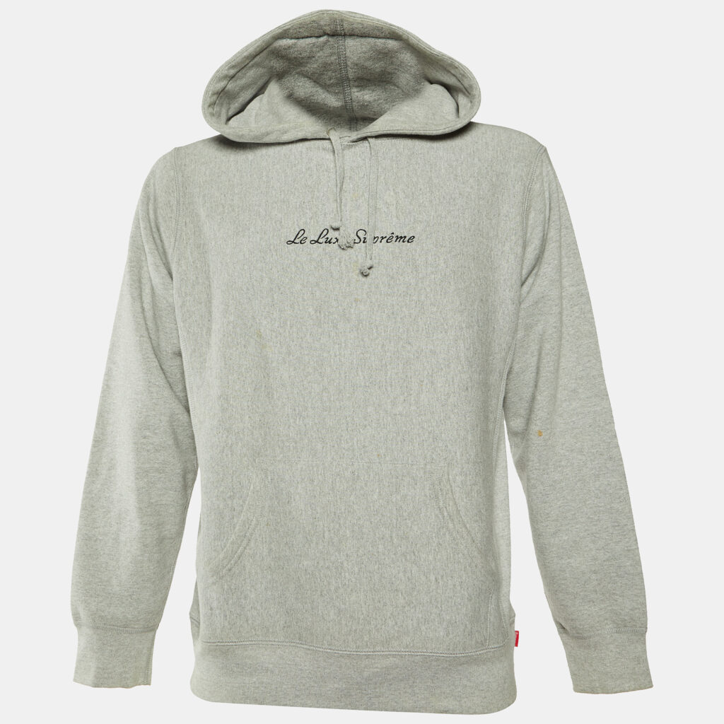 Supreme Grey Le Luxe Supreme Cotton Hooded Sweatshirt M Supreme Grey Le Luxe Supreme Cotton Hooded Sweatshirt M