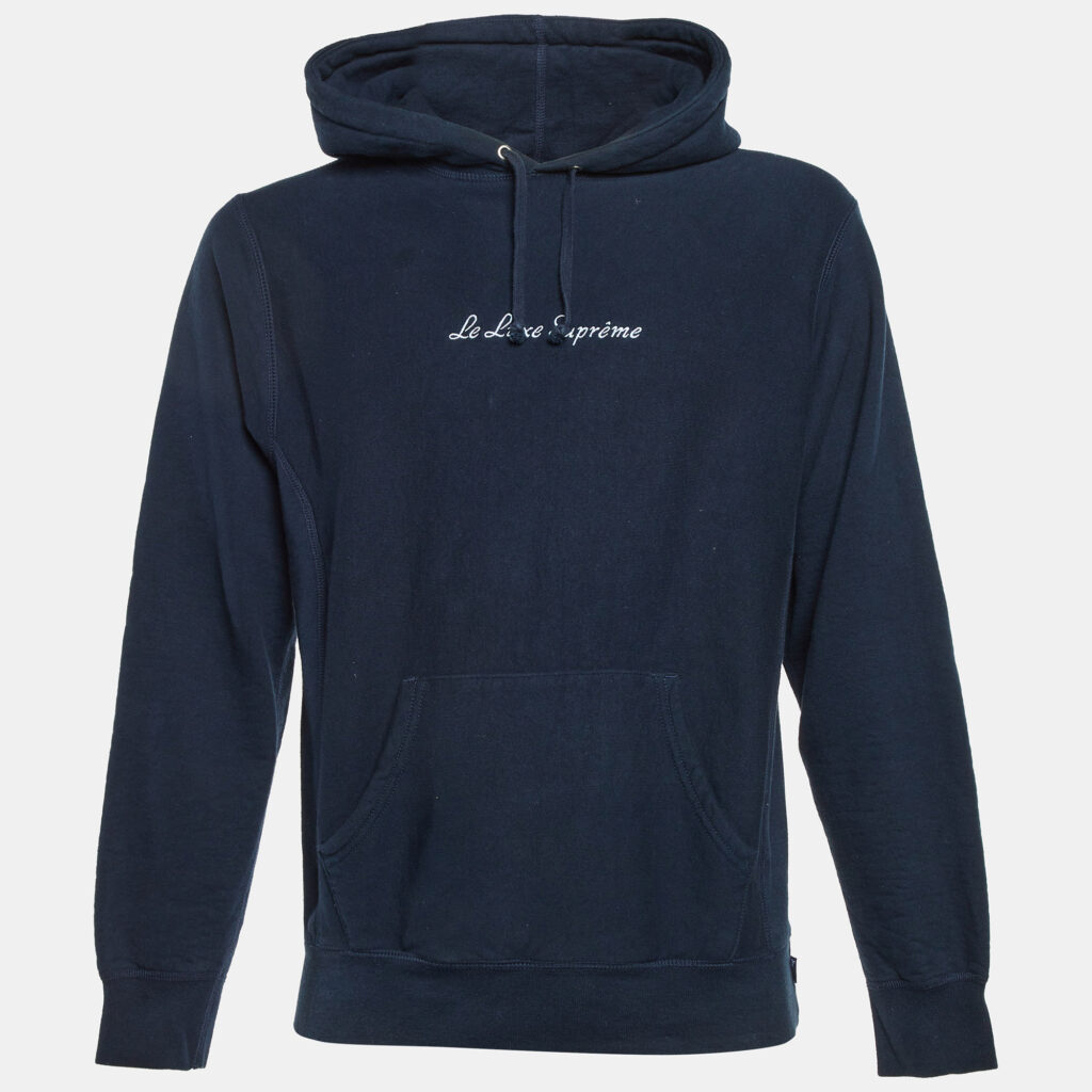 Supreme Dark Blue Le Luxe Supreme Cotton Hoodie M Supreme Dark Blue Le Luxe Supreme Cotton Hoodie M