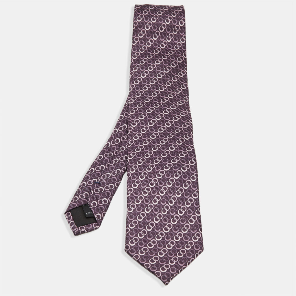 S.T. Dupont Purple Circle Pattern Silk Tie S.T. Dupont Purple Circle Pattern Silk Tie