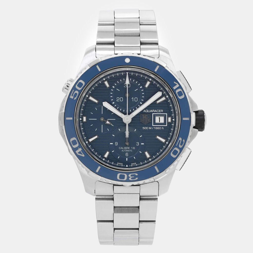 Tag Heuer Blue Stainless Steel Aquaracer CAK2112.BA0833 Automatic Men's Wristwatch 43 mm