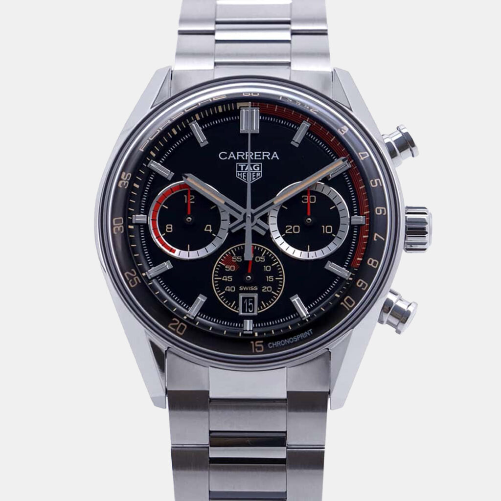 Tag Heuer Black Stainless Steel Carrera Porsche Chronograph Special Edition CBS2015.EB0381 Automatic Men's Wristwatch 42mm Tag Heuer Black Stainless Steel Carrera Porsche Chronograph Special Edition CBS2015.EB0381 Automatic Men's Wristwatch 42mm