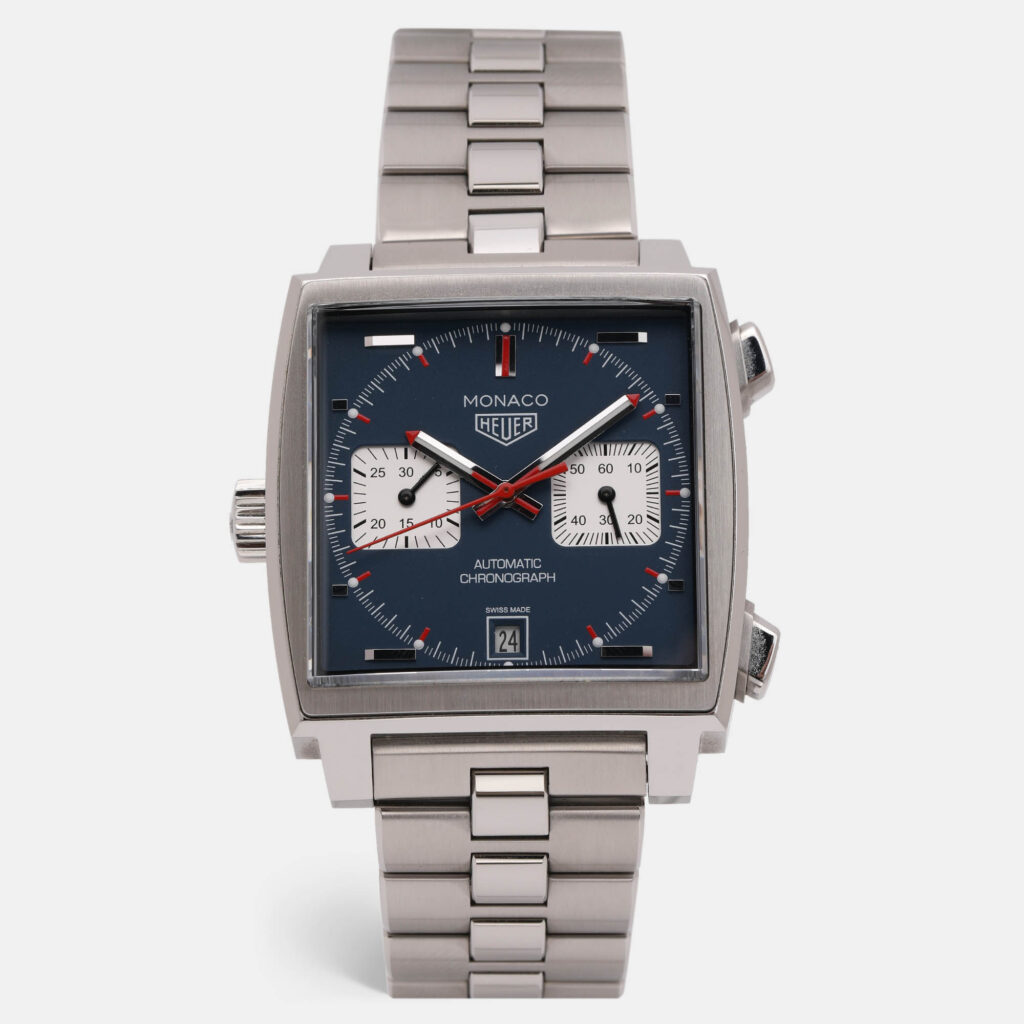Tag Heuer Stainless Steel Silver Monaco WW2115 Automatic Chronograph Men's Wristwatch 39 mm Tag Heuer Stainless Steel Silver Monaco WW2115 Automatic Chronograph Men's Wristwatch 39 mm
