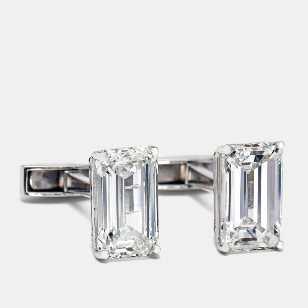 16 cts Emerald Cut and Princess Cut Lab Grown Diamonds 18k White Gold Cufflinks 16 cts Emerald Cut and Princess Cut Lab Grown Diamonds 18k White Gold Cufflinks