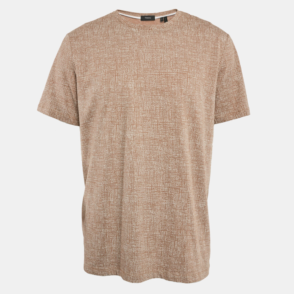 Theory Beige Stone Thordon Print Jersey T-Shirt XL