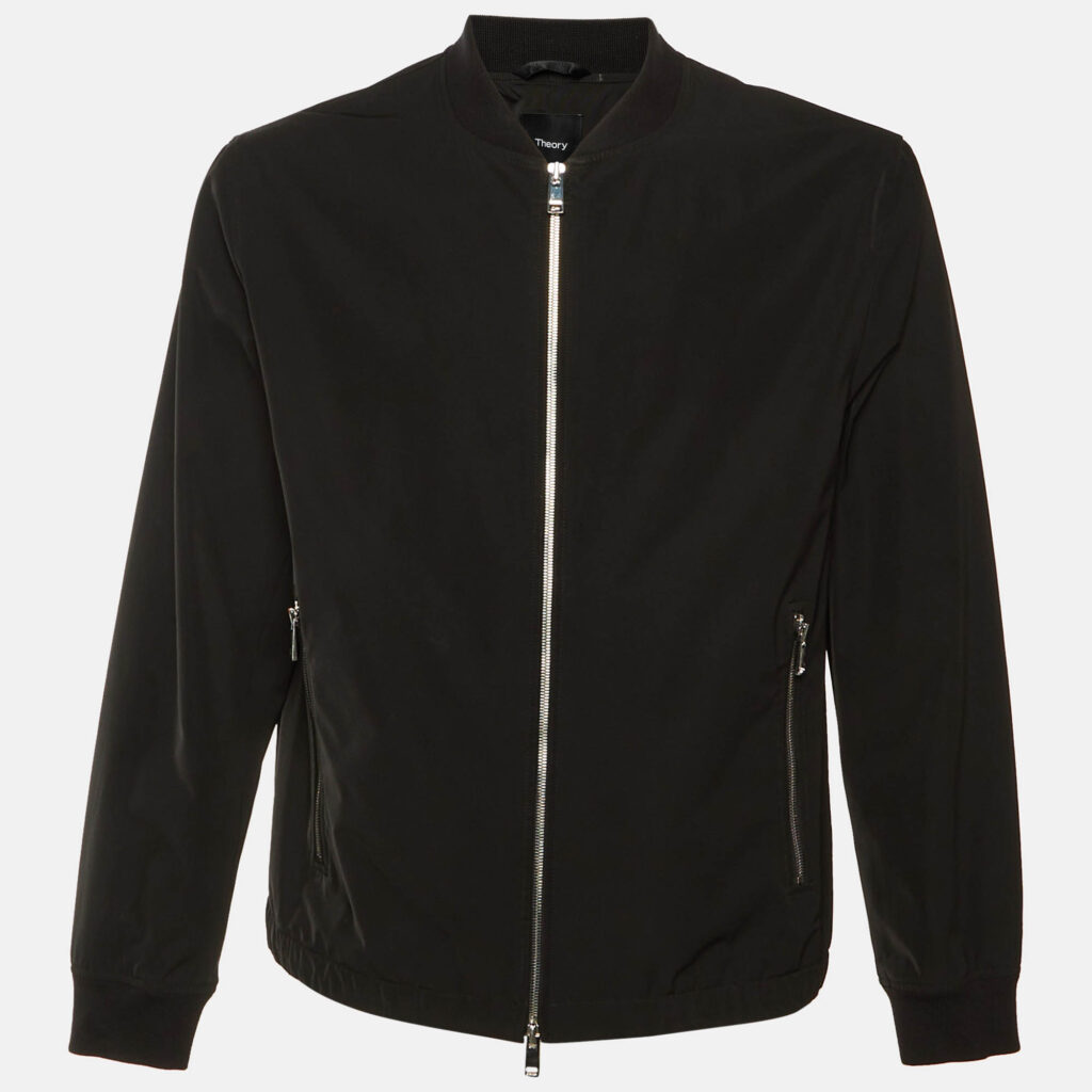Theory Black Taffeta City Bomber Jacket M Theory Black Taffeta City Bomber Jacket M