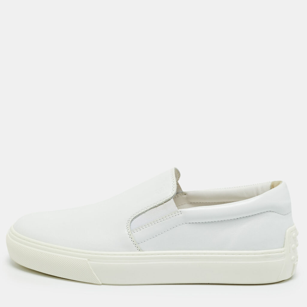 Tod's White Leather Slip On Sneakers Size 41.5 Tod's White Leather Slip On Sneakers Size 41.5