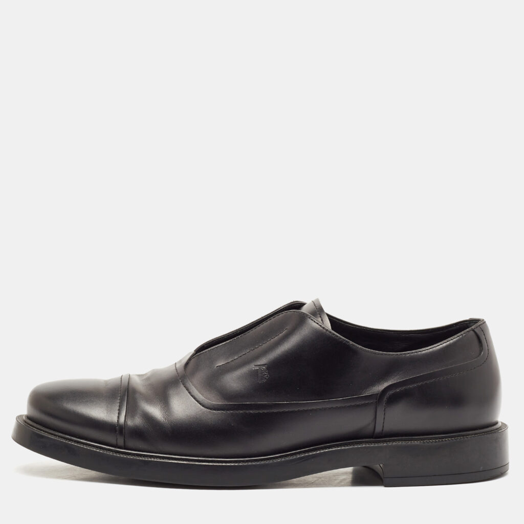 Tod's Black Leather Cap Toe Slip On Oxfords Size 43 Tod's Black Leather Cap Toe Slip On Oxfords Size 43