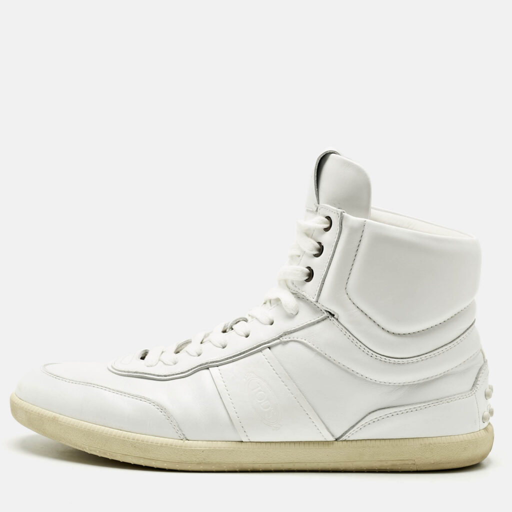 Tod's White Leather High Top Sneakers Size 44.5 Tod's White Leather High Top Sneakers Size 44.5