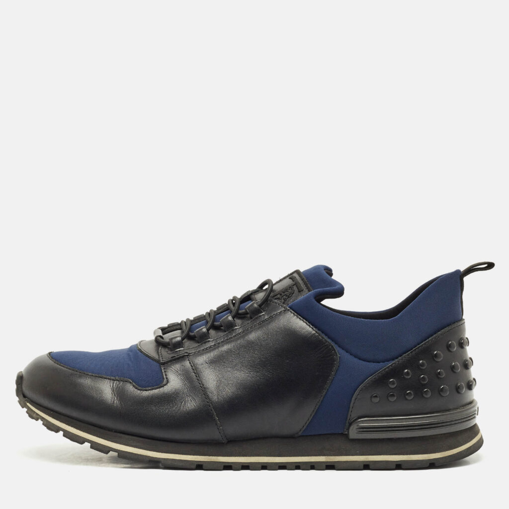 Tod's Black/Blue Leather and Neoprene Low Top Sneakers Size 43 Tod's Black/Blue Leather and Neoprene Low Top Sneakers Size 43