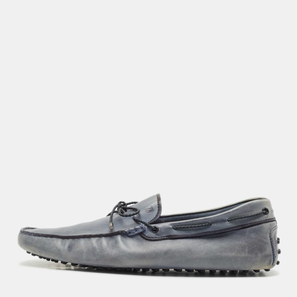 luxury-men-tods-used-shoes-p1183208-003.jpg Tods Blue Leather Gommino Driving Loafers Size 48