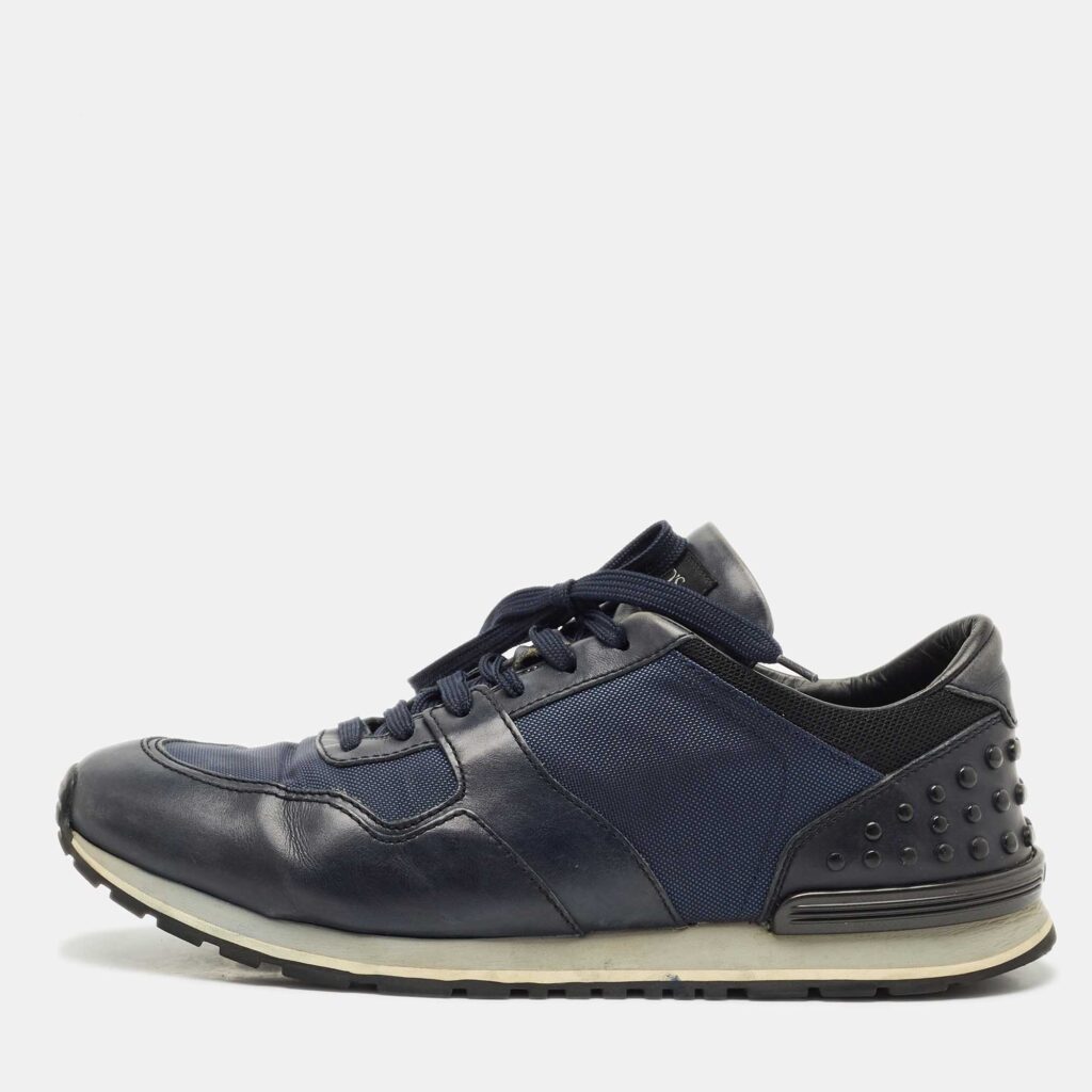 Tod's Black/Blue Leather and Neoprene Low Top Sneakers Size 44.5 Tod's Black/Blue Leather and Neoprene Low Top Sneakers Size 44.5