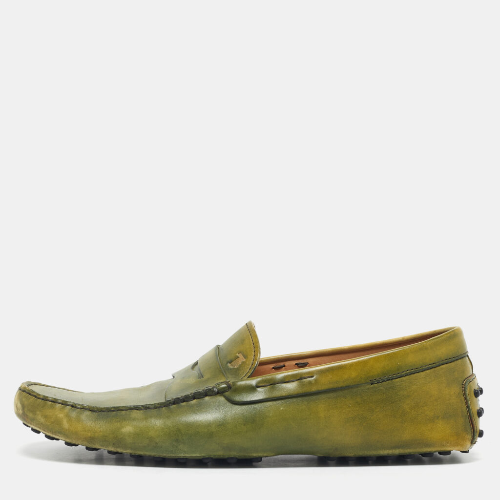 Tod's Light Green Leather Penny Slip On Loafers Size 44.5 Tod's Light Green Leather Penny Slip On Loafers Size 44.5