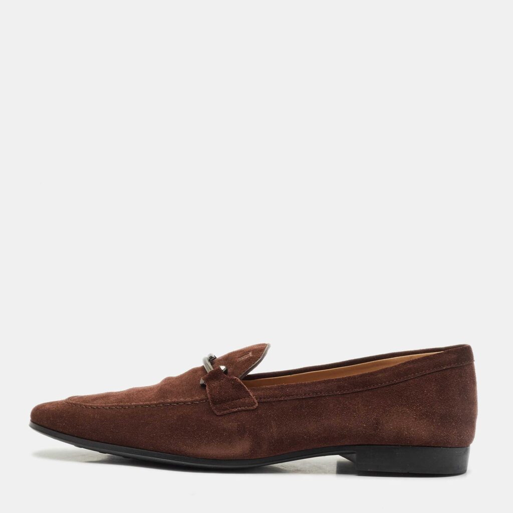 Tod's Brown Suede Slip On Penny Loafers Size 47