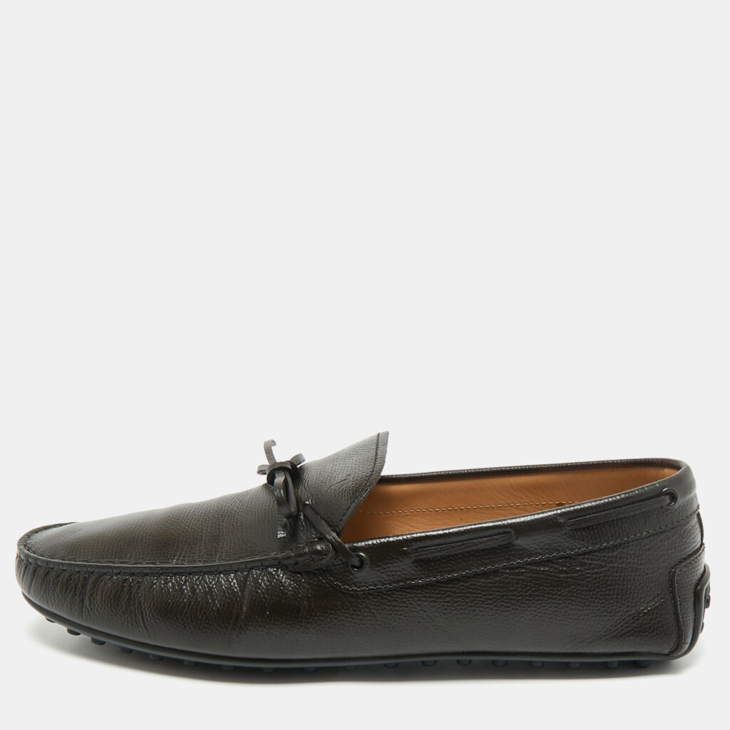Tod's Dark Brown Leather Laccetto City Gommino Loafers Size 47 Tod's Dark Brown Leather Laccetto City Gommino Loafers Size 47