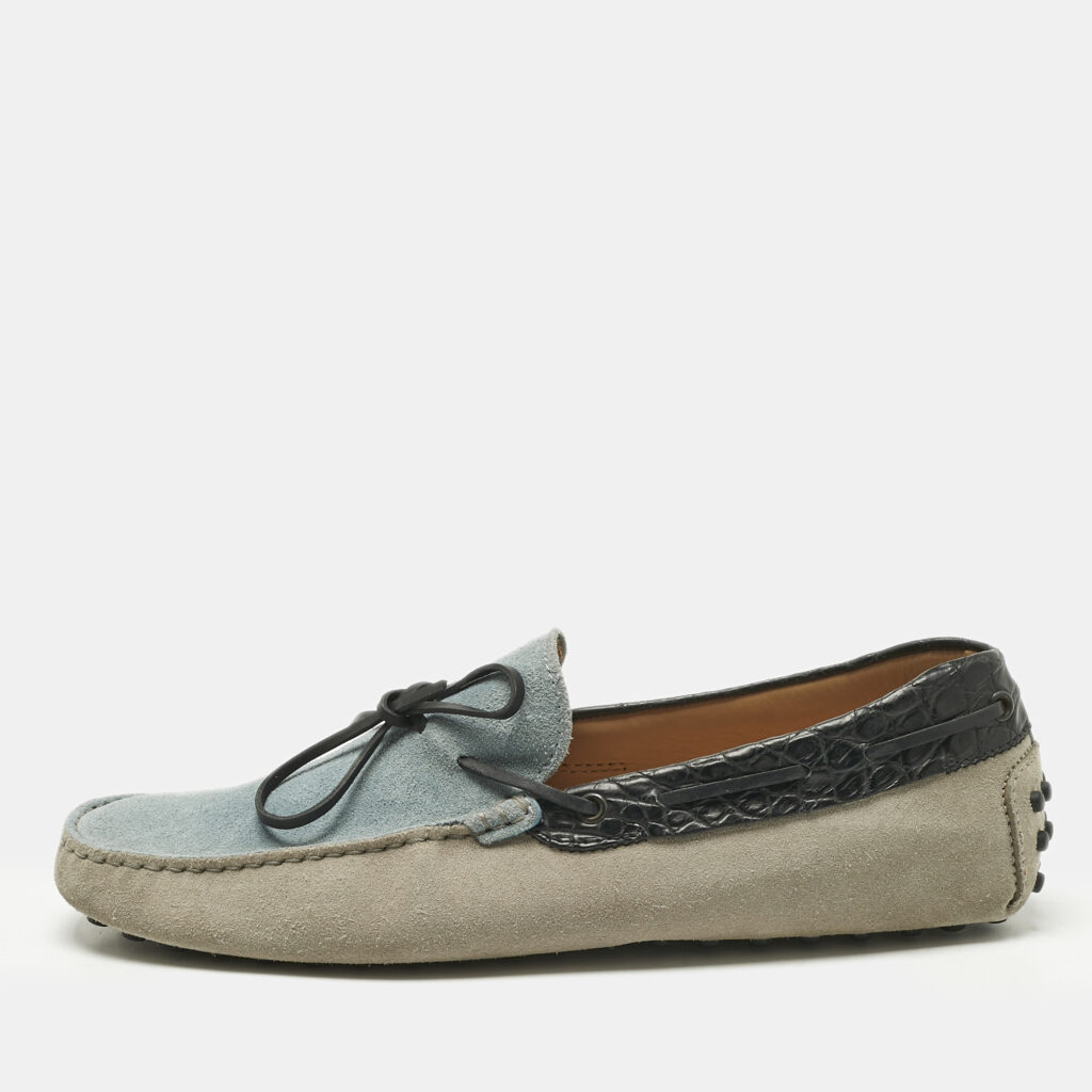 Tod's Tricolor Crocodile Leather and Suede Loafers Size 44.5 Tod's Tricolor Crocodile Leather and Suede Loafers Size 44.5