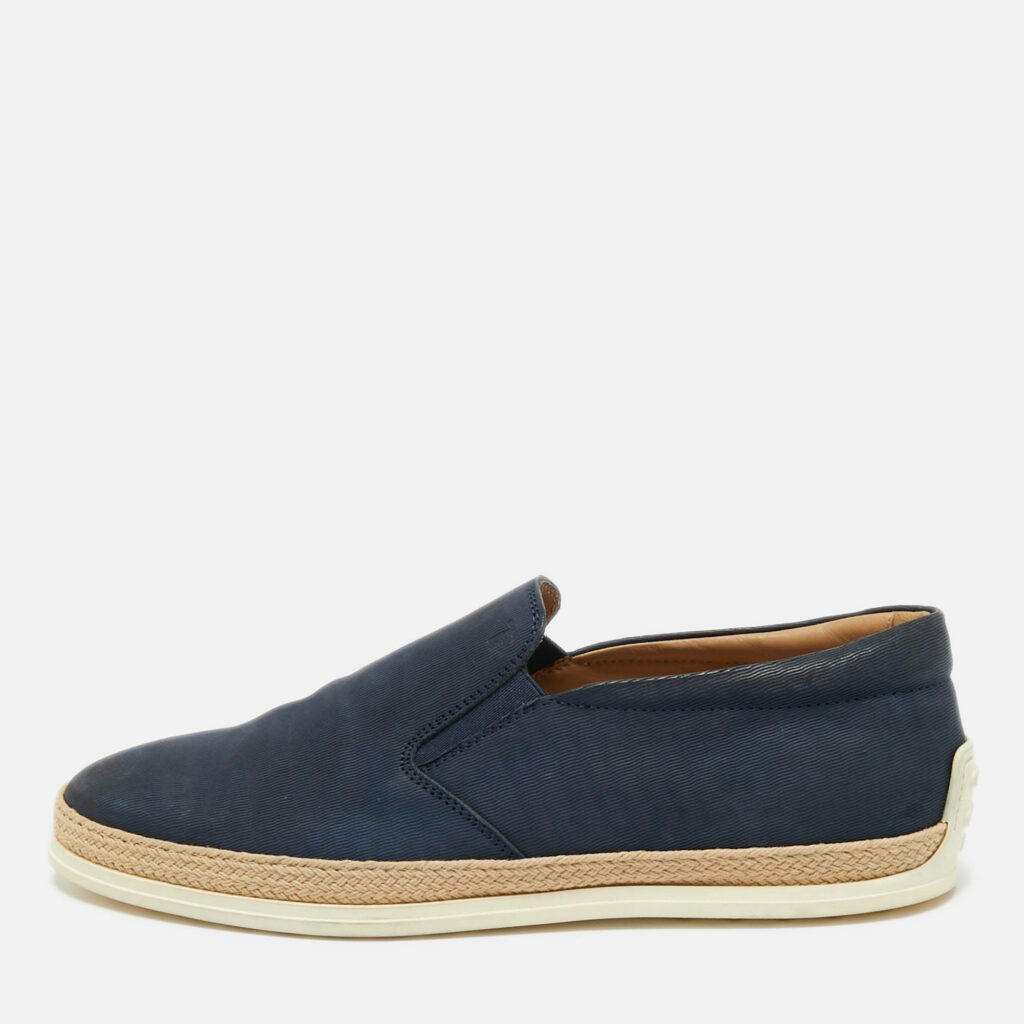 Tod's Navy Blue Canvas Espadrille Slip On Sneakers Size 43 Tod's Navy Blue Canvas Espadrille Slip On Sneakers Size 43