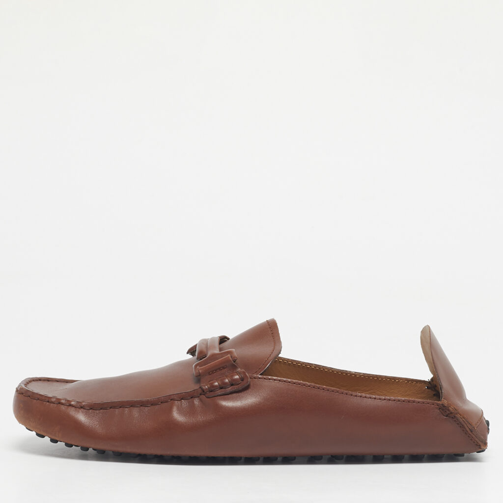 Tod's Brown Leather Double T Mules Size 42.5 Tod's Brown Leather Double T Mules Size 42.5