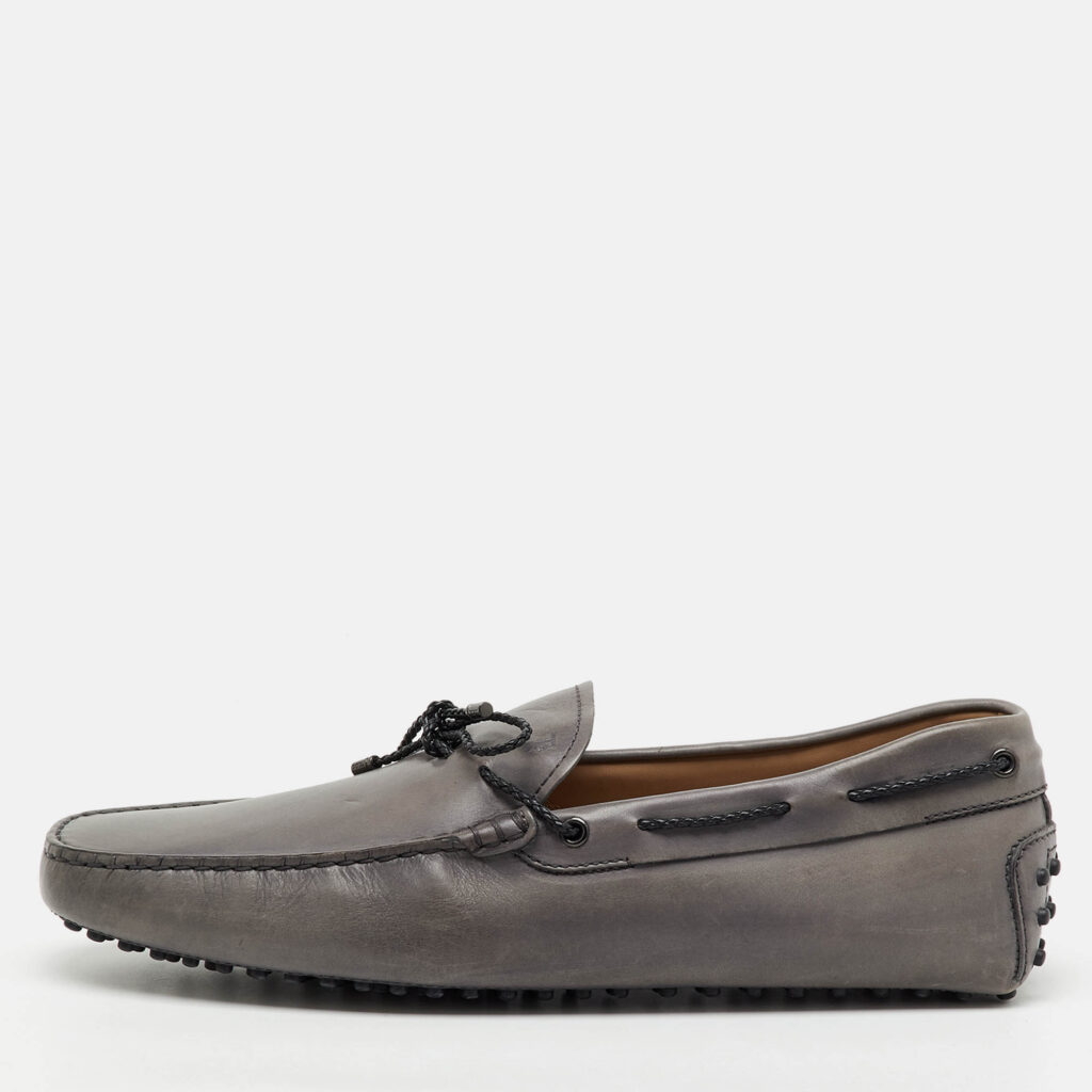 Tod's Grey Leather Slip On Loafers Size 45.5 Tod's Grey Leather Slip On Loafers Size 45.5