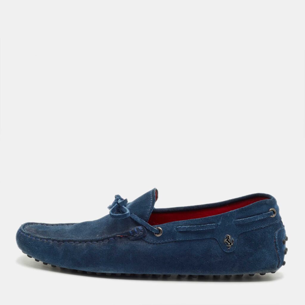 Tod's Blue Suede Bow Slip On Loafers Size 42 Tod's Blue Suede Bow Slip On Loafers Size 42