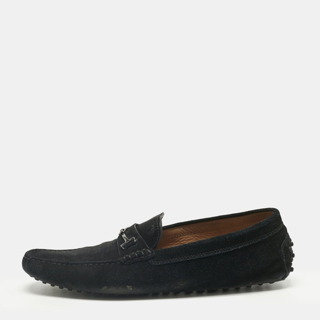 Tod's Black Suede Double T Loafers Size 46.5 Tod's Black Suede Double T Loafers Size 46.5