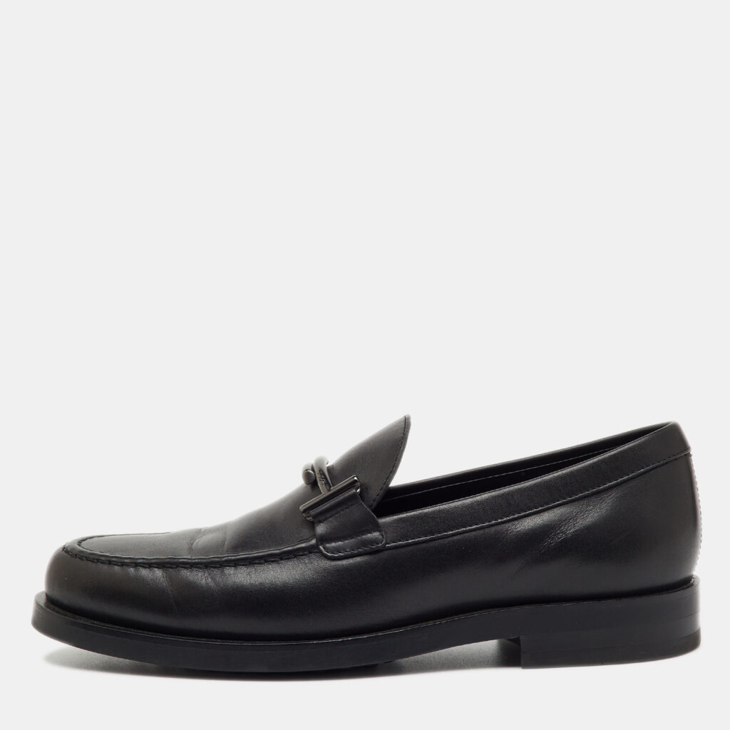 Tod's Black Leather Double T Slip On Loafers Size 38.5 Tod's Black Leather Double T Slip On Loafers Size 38.5