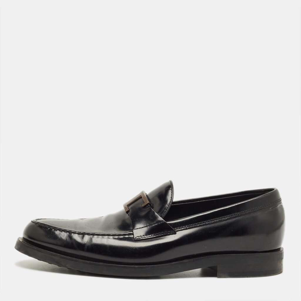 Tod's Black Leather T Timeless Penny Loafers Size 41.5 Tod's Black Leather T Timeless Penny Loafers Size 41.5