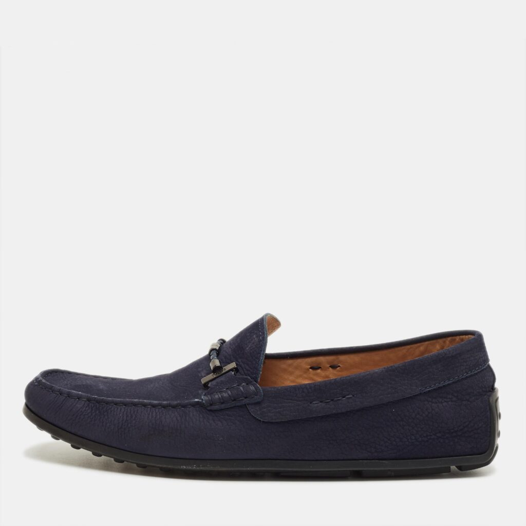 Tod's Navy Blue Suede Double T Loafers Size 44.5 Tod's Navy Blue Suede Double T Loafers Size 44.5