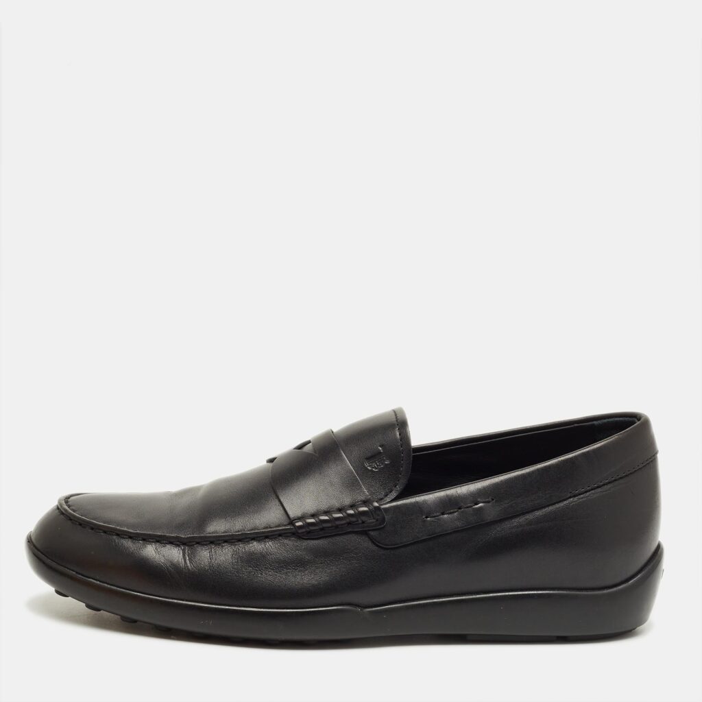 luxury-men-tods-used-shoes-p1236571-001.jpg Tod's Black Leather Slip On Loafers Size 41