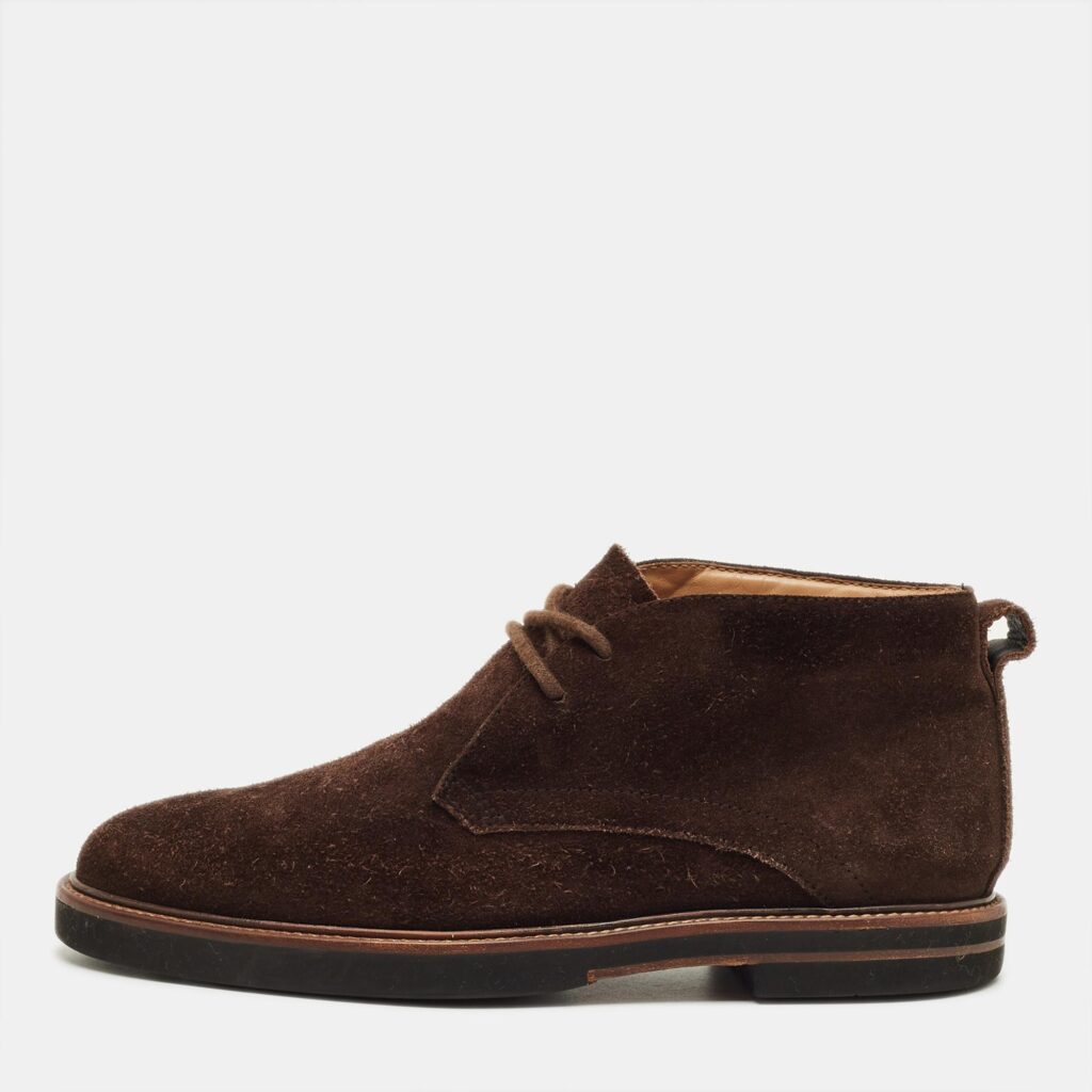 luxury-men-tods-used-shoes-p1242965-001-1.jpg Tod's Brown Suede Ankle Length Boots Size 41.5