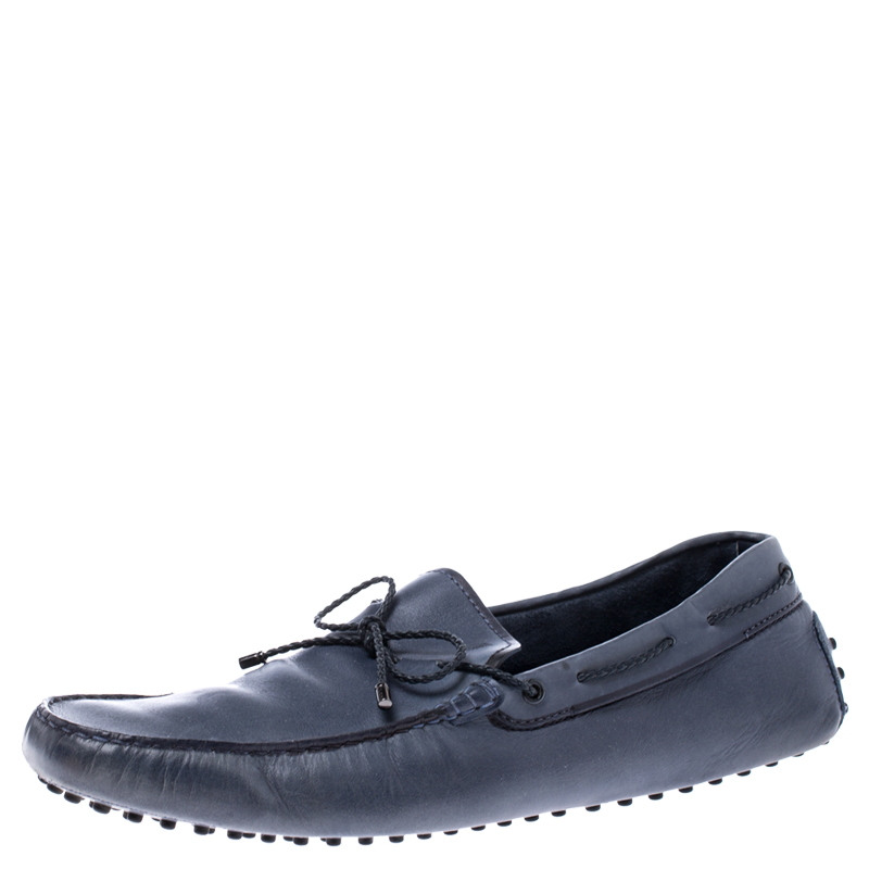 Tod’s Grey Leather Bow Slip On Loafers Size 45.5 Tod’s Grey Leather Bow Slip On Loafers Size 45.5