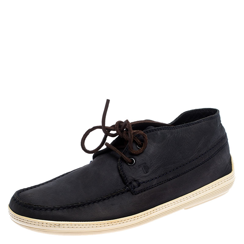 Tod's Navy Blue Nubuck Leather Lace High Top Sneakers Size 41.5 Tod's Navy Blue Nubuck Leather Lace High Top Sneakers Size 41.5