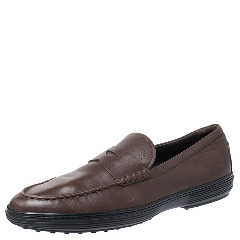 Tod's Brown Leather Slip On Penny Loafers Size 44 Tod's Brown Leather Slip On Penny Loafers Size 44