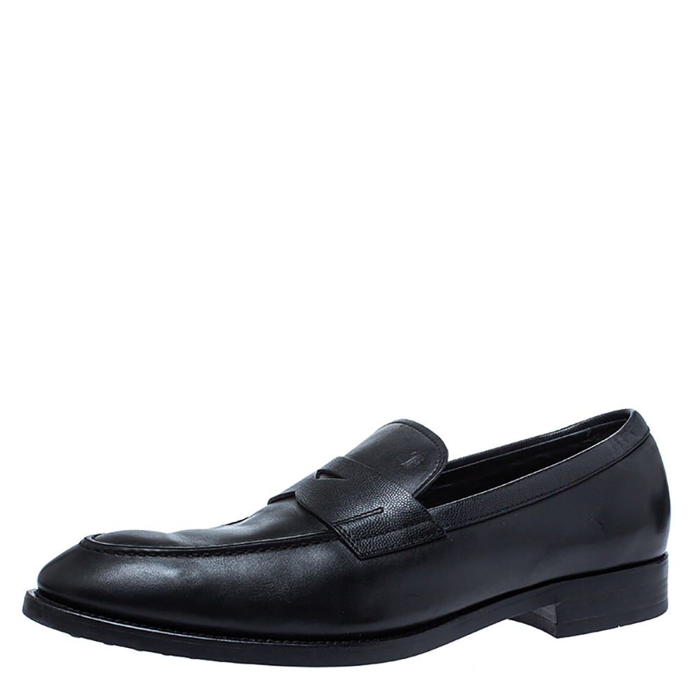 Tod's Black Leather Penny Loafers Size 44.5
