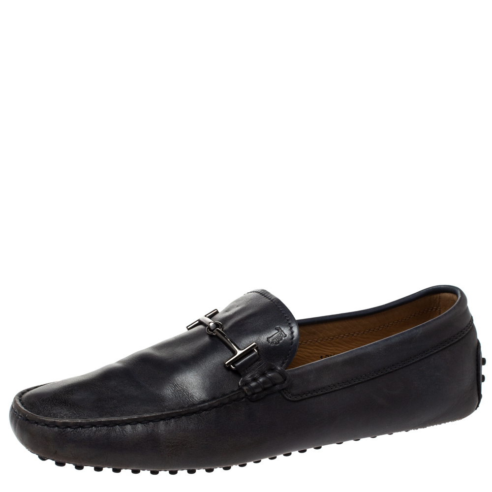 Tod's Navy Blue Leather Double T Bit Loafers Size 45 Tod's Navy Blue Leather Double T Bit Loafers Size 45