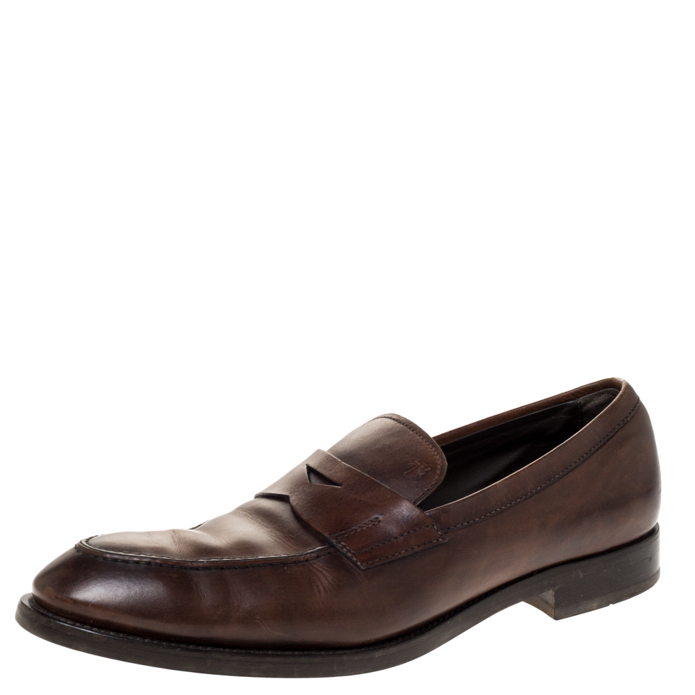 Tod's Dark Brown Leather Penny Loafers Size 42.5 Tod's Dark Brown Leather Penny Loafers Size 42.5