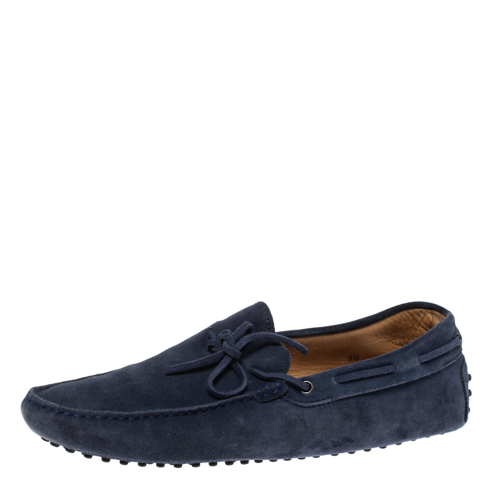 Tod's Blue Suede Bow Driving Loafers Size 44 Tod's Blue Suede Bow Driving Loafers Size 44