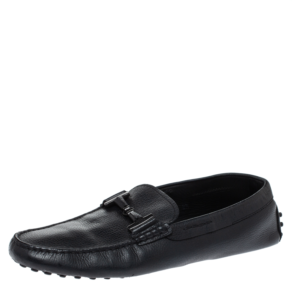 Tod's Black Leather Double T Slip On Loafers Size 42.5 Tod's Black Leather Double T Slip On Loafers Size 42.5
