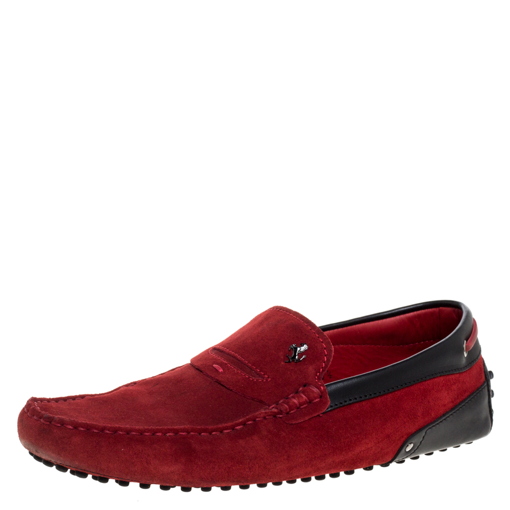 Tod's for Ferrari Red Suede Slip On Loafers Size 41.5 Tod's for Ferrari Red Suede Slip On Loafers Size 41.5