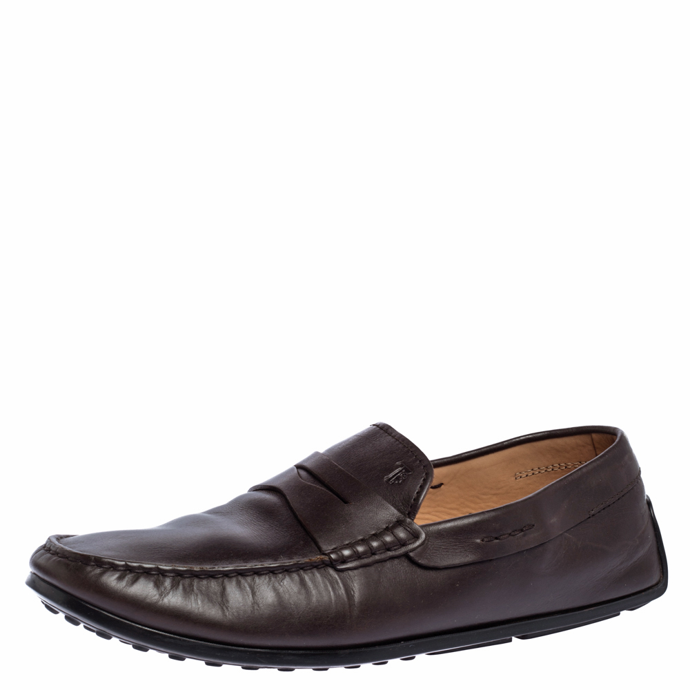 Tod's Dark Brown Leather Driving Penny Loafers Size 42 Tod's Dark Brown Leather Driving Penny Loafers Size 42