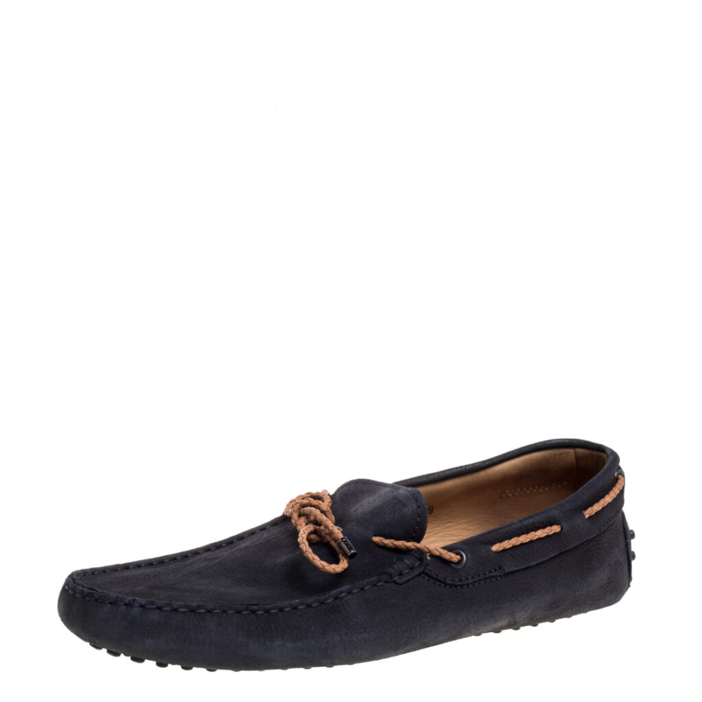 Tod's Navy Blue Suede Bow Driving Loafers Size 43 Tod's Navy Blue Suede Bow Driving Loafers Size 43